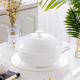 创意骨瓷汤锅大号汤盆家用纯白品锅双耳带盖盛汤盆餐厅酒店大汤碗