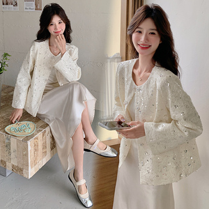 春季新品圆领贝壳手工亮片精品法式精品短款外套B12-P170-K255图片