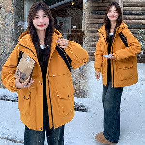 拼色冲锋衣加厚连帽派克羽绒服外套A127-P235-K352图片