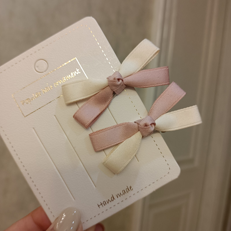 豆妈原创温柔的粉白配色对夹发卡