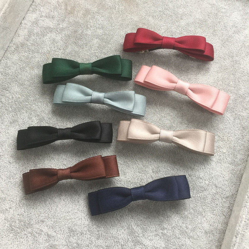 豆妈原创韩式甜美纯色简约蝴蝶结发夹边夹刘海夹顶夹公主头发饰品