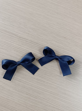 原创甜美小女孩儿童发饰藏蓝色小蝴蝶结发夹边夹对夹刘海夹鸭嘴夹