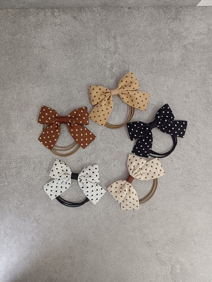 韩式原创甜美少女学生布艺圆点蝴蝶结头绳高弹多股皮筋发圈发绳