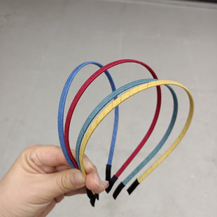 极简风简约风发箍仿麂皮绒布料缠绕素圈细发箍铁发箍中小学生头箍