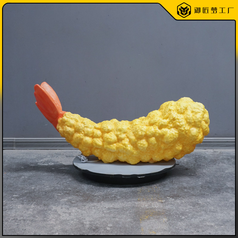 厂家直销仿真炸天妇罗虾发光雕塑日本料理店装饰摆件美陈道具