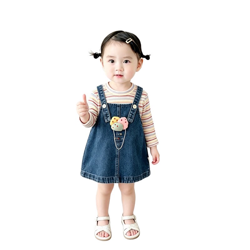 女童机能风连衣裙春秋装背带裙