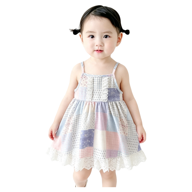 法国URCINS吊带裙夏季新款婴幼儿童装连衣裙女宝宝公主裙背心裙