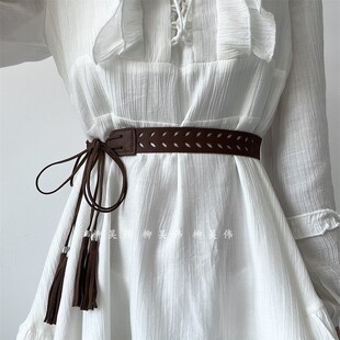 编织棕色腰绳美拉德百搭细高级感民族风波西米亚腰带女配裙子衬衫