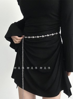 柳吴伟小香风法式花朵腰链配饰金属链条腰带女配裙子衬衫收腰轻奢
