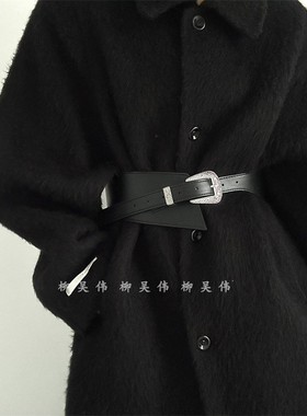 柳吴伟小众设计感腰带女装饰配裙子大衣收腰宽高级感腰封束腰黑色