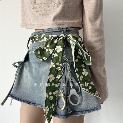 设计感小众丝巾腰带女法式风装饰百搭牛仔裤皮带女款2025新款裤链