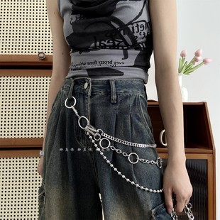 柳吴伟美式金属粗链条裤链配饰男牛仔裤子小众夸张重工高级感装饰