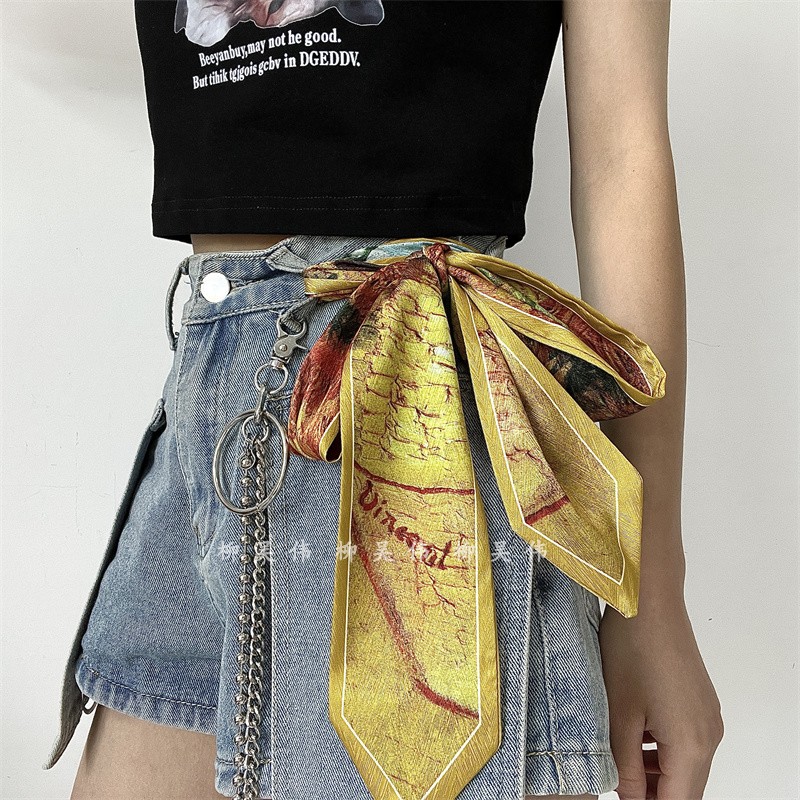 丝巾腰带长条配裙子女款亚文化