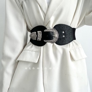 柳吴伟2025新款腰带女款配裙子西装收腰高级感弹力松紧腰封束腰宽