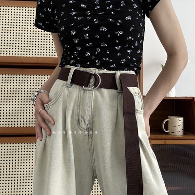 咖啡色帆布皮带~美式风~