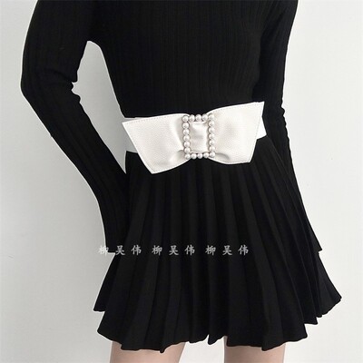 优雅蝴蝶结腰带女配裙子收腰