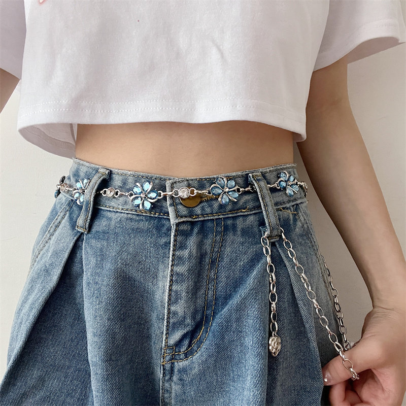 蓝色小花金属腰链配饰女高级感2025新款百搭装饰配裙子牛仔裤腰带,服饰配件/皮带/帽子/围巾,腰带/皮带/腰链,淘宝优惠券,粉丝福利购,淘宝优惠卷