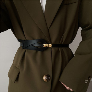 设计高级感腰带女真皮百搭配西装 连衣裙外套裙子毛衣腰封束腰皮带