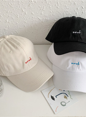 字母刺绣日本街头风鸭舌帽男女软顶遮阳帽个性文艺休闲棒球帽清新