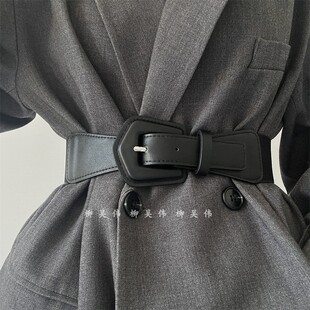 简约黑色腰带女装 饰配连衣裙子收腰松紧弹力百搭束腰腰封2026新款