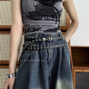 柳吴伟美式加长双圈皮带女款配牛仔裤裙子收腰装饰高级感腰带细款