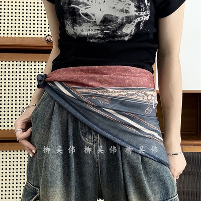 丝巾腰带配牛仔裤裙子装饰