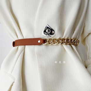 高级感2025新款欧美链条拼接金属腰带女配连衣裙裙子收腰腰链配饰