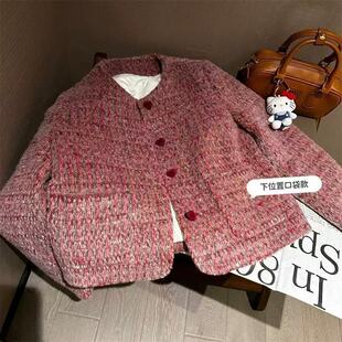 小香风粗花呢短外套女2026冬季新款高级感羊毛呢短款外套