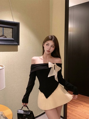 小香风蝴蝶结针织衫修身短款