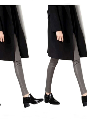 Ms.sheep进口弹力皮膝盖无横缝紧身铅笔裤 真皮长裤小脚裤 象灰色