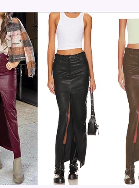 进口小羊皮真皮舒适有弹力紧身女士长裙 质感好气场强 大长腿