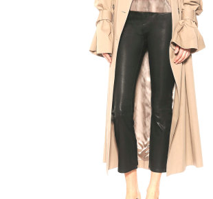 法国阿尔卑斯山羊皮全皮弹力皮真皮紧身烟管直筒裤 黑 八九分小皮裤