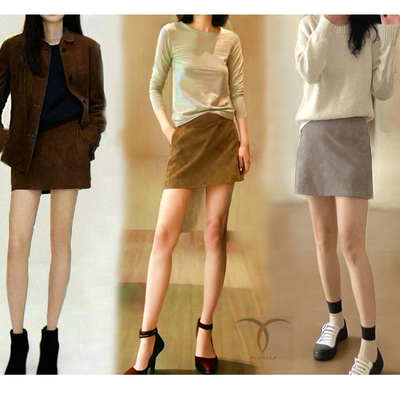 羊猄反绒女士半身小A裙