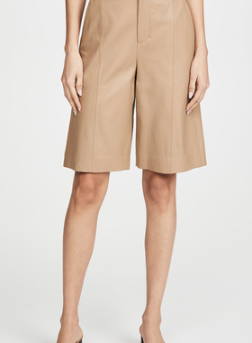 Ms sheep羊小姐秋冬新款法式百慕大短裤 小绵羊皮短裤  女王气场