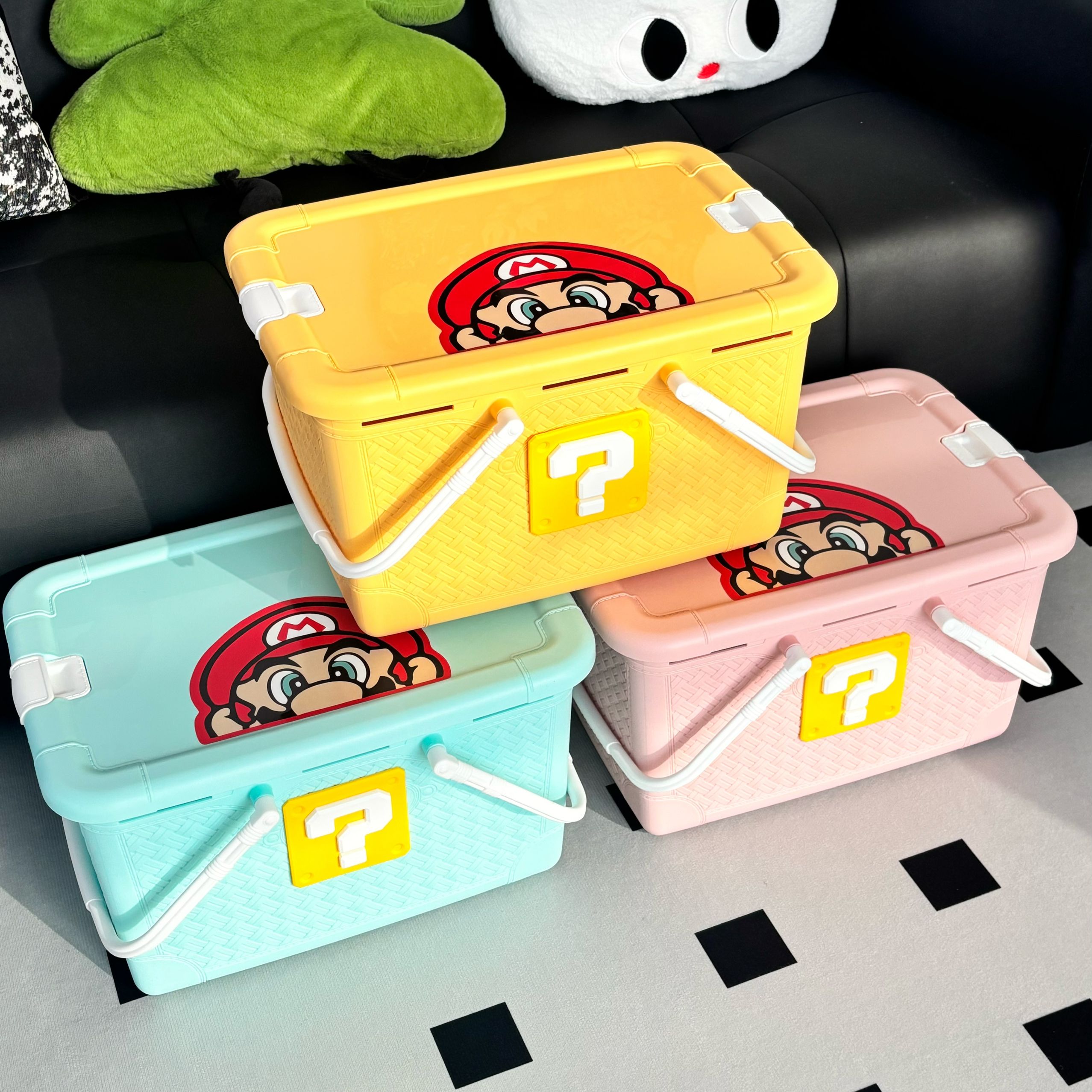 卡通马里奥户外露营收纳箱仿藤编