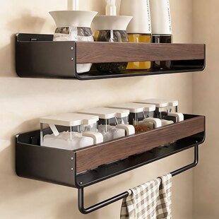 中古风胡桃木浴室置物架马桶上方香薰手机收纳架卫生间高级感装饰