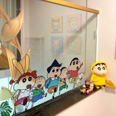 蜡笔小新卡通推拉门贴纸镜面贴画