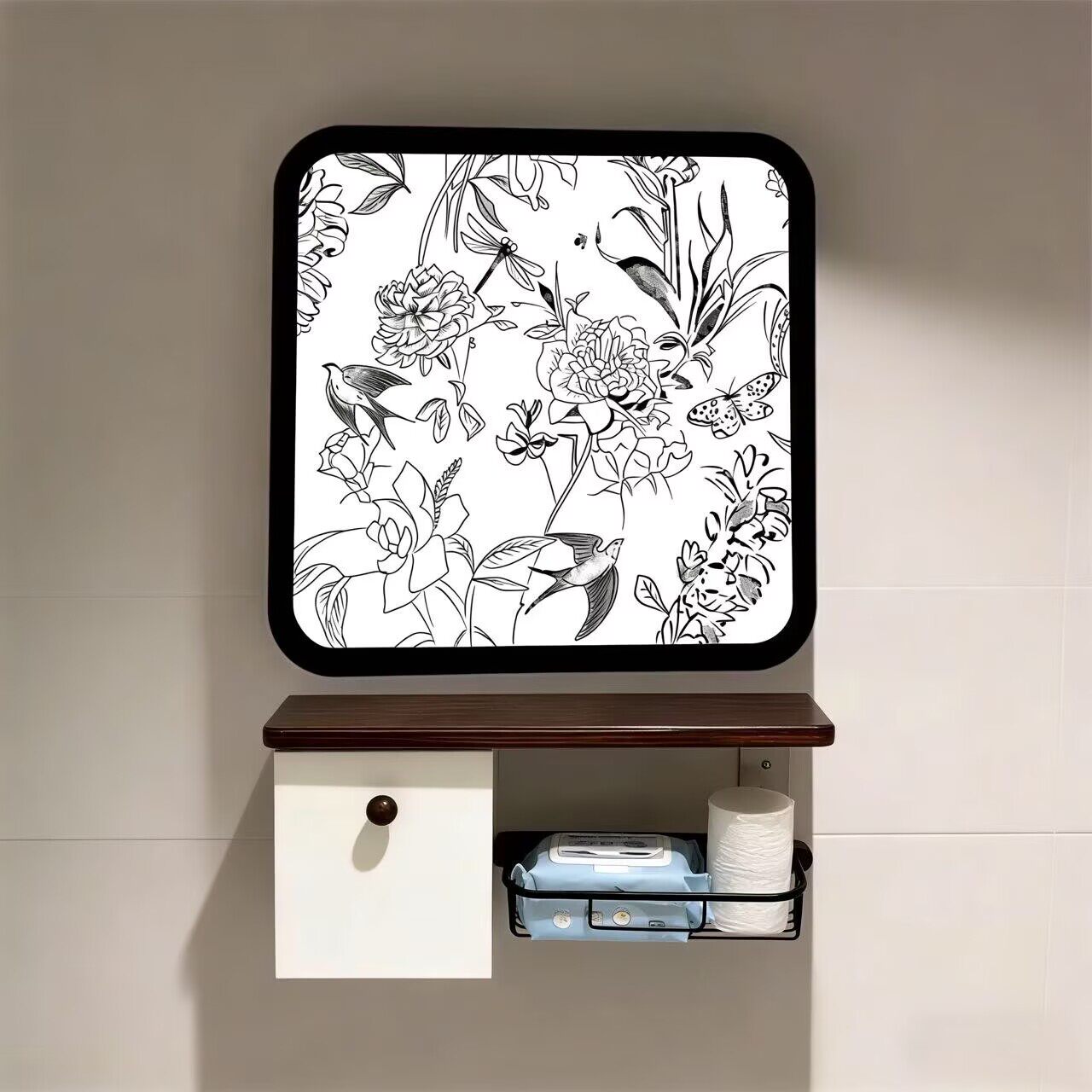 中古风卫生间置物架马桶侧边图片