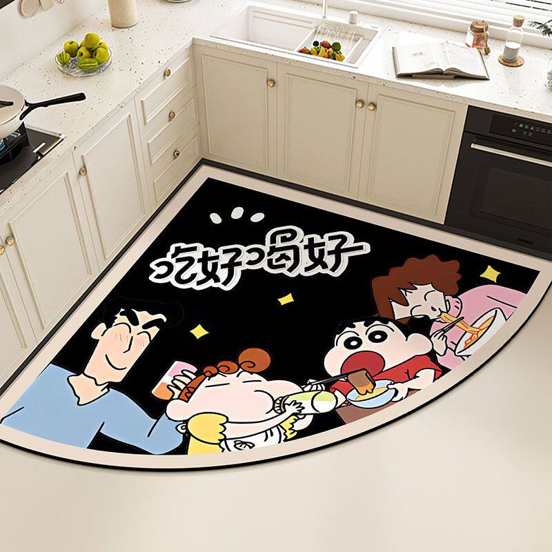 可爱卡通蜡笔小新软硅藻泥厨房地垫吸水速干垫子防滑耐脏家用脚垫