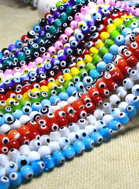 8/10MM土耳其蓝眼睛散珠 Evil Eye恶魔之眼玻璃珠DIY饰品配件Koz