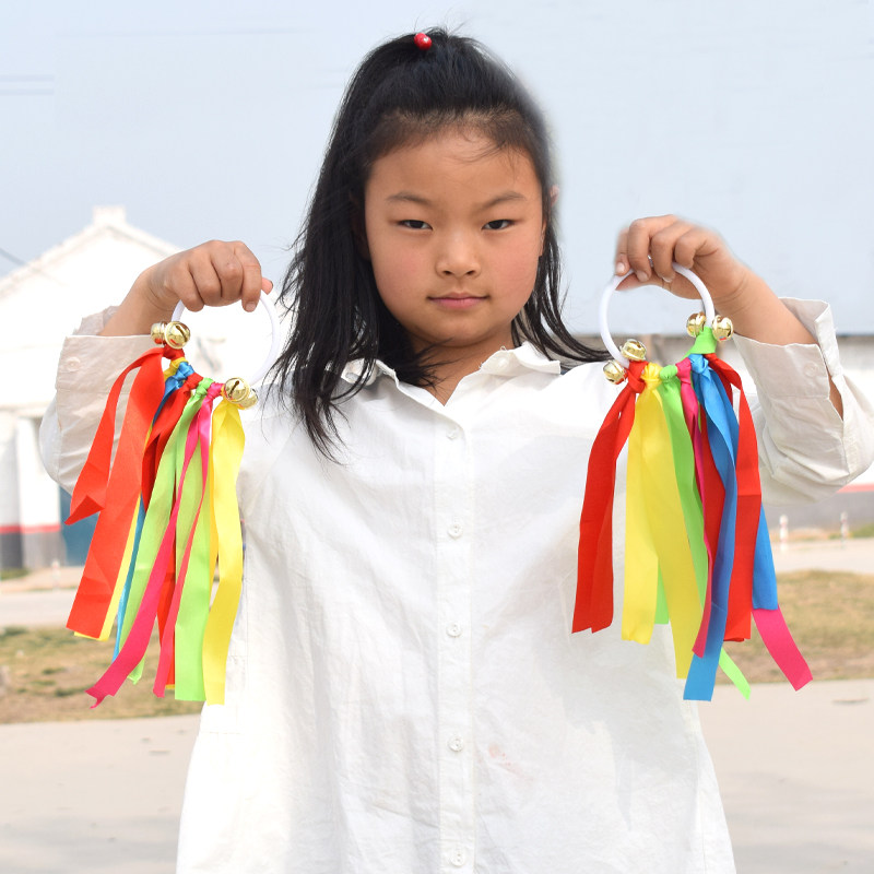 彩虹飘带舞蹈手环有声体操环早操幼儿园晨操器械道具圈儿童手摇铃