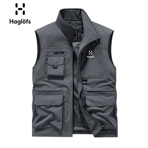 HAGLOFS火柴棍春夏多口袋马甲男士薄款立领大码工装钓鱼登山背心