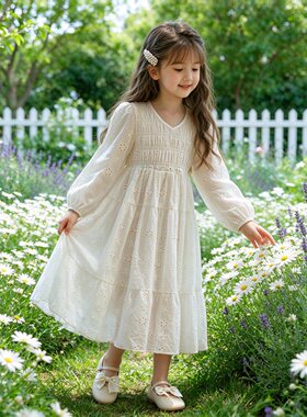 春秋季女童连衣裙长袖森小女孩公主裙文艺日系风甜美裙子洋气童装