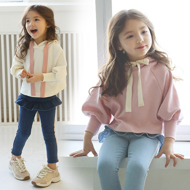 韩版童装2019春秋季女童卫衣长袖连帽外套蝴蝶结丝带领纯棉上衣衫在类目 童装/婴儿装/亲子装, 卫衣/绒衫中 - 来自Buy2taobao.com提供专业的淘宝代购服务