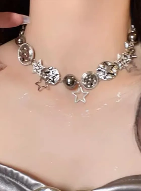 星星重工夸张项链女甜酷y2k朋克复古小众设计感配饰choker锁骨链