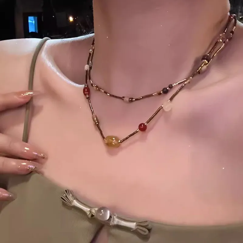 新中式禅意天然石串珠项链女小众项链