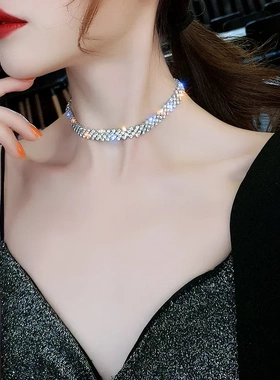 新款满钻项链choker项圈日韩网红个性颈带脖子饰品短款锁骨链女潮