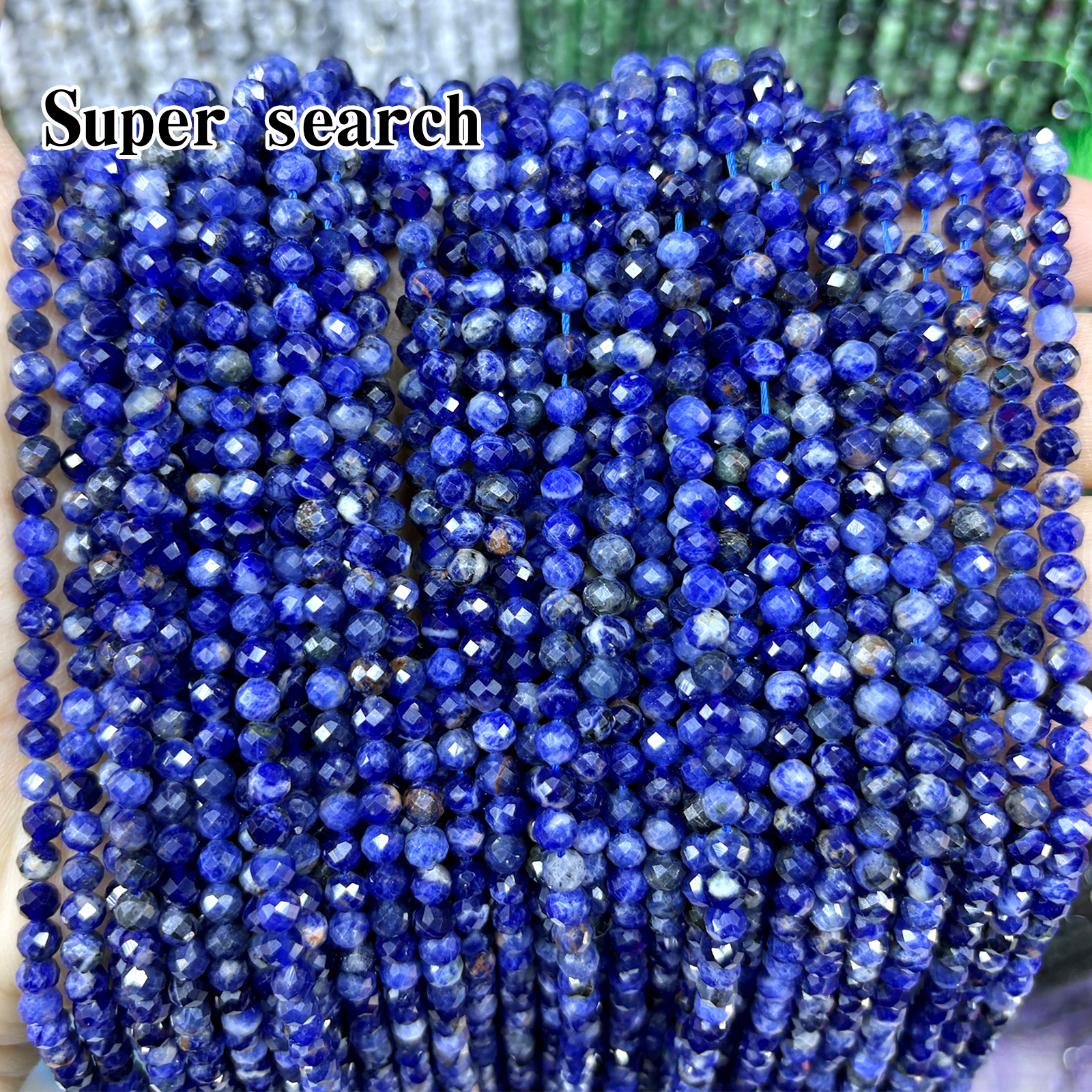 天然老蓝纹石圆珠切面刻面方纳石散珠子diy项链细手链戒指串珠