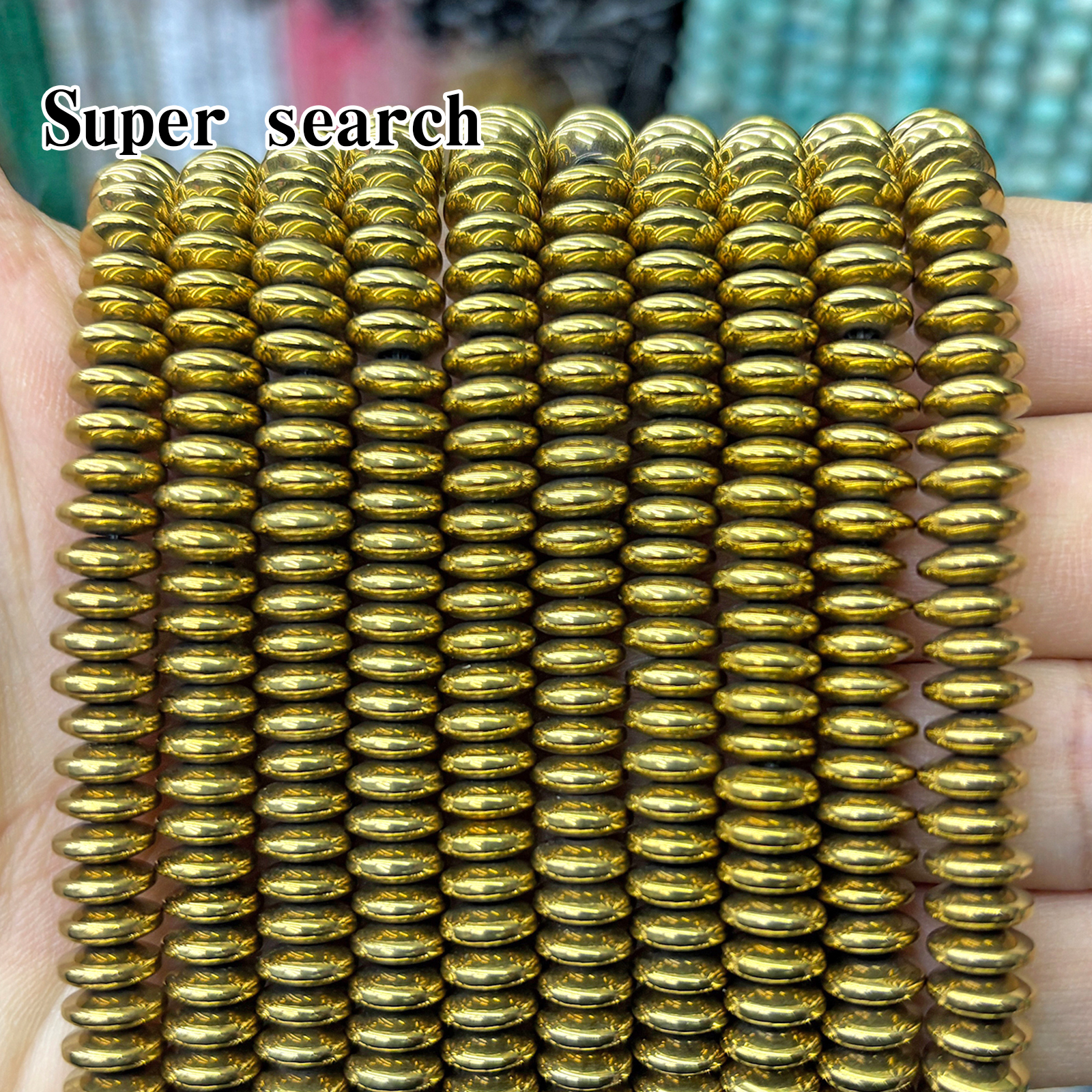 金色飞碟隔片隔珠DIY手工串珠手链项链配件饰品黑胆石头散珠子