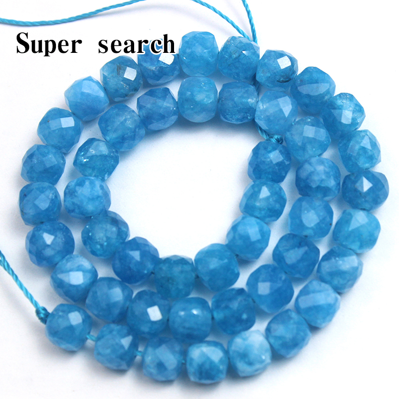 磷灰石不掉色玉髓切面方糖正方体蓝色散珠子DIY手工手链项链串珠
